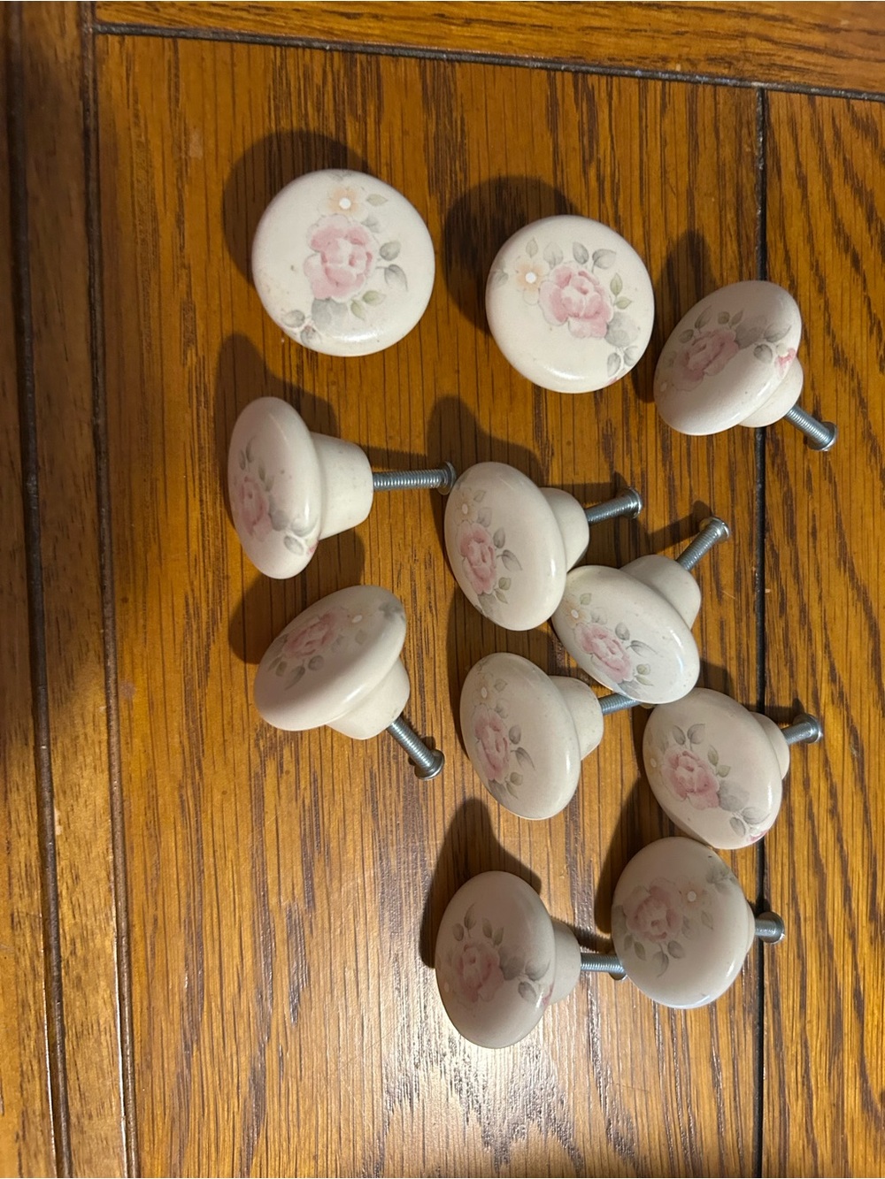 Pfaltzgraff Tea Rose Ceramic Drawer & Cabinet Knobs set of 11 knobs